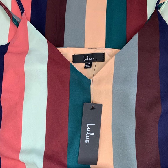 NWT Lulu’s Erina Mauve Multi Stripe Belted Midi Slip Dress - Picture 7 of 7